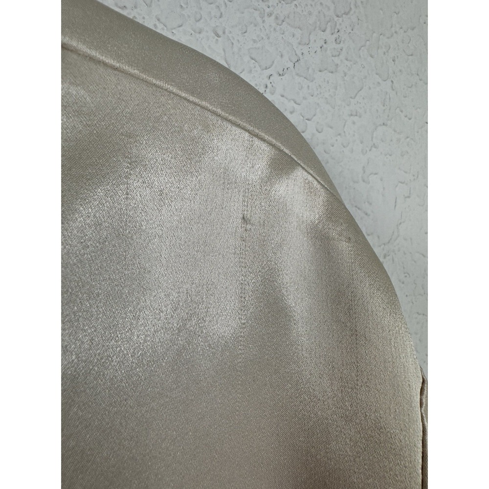 Vtg Givenchy Satin Blouse Champagne Embroidered Logo Women's 18W Quiet Luxury - Picture 10 of 11